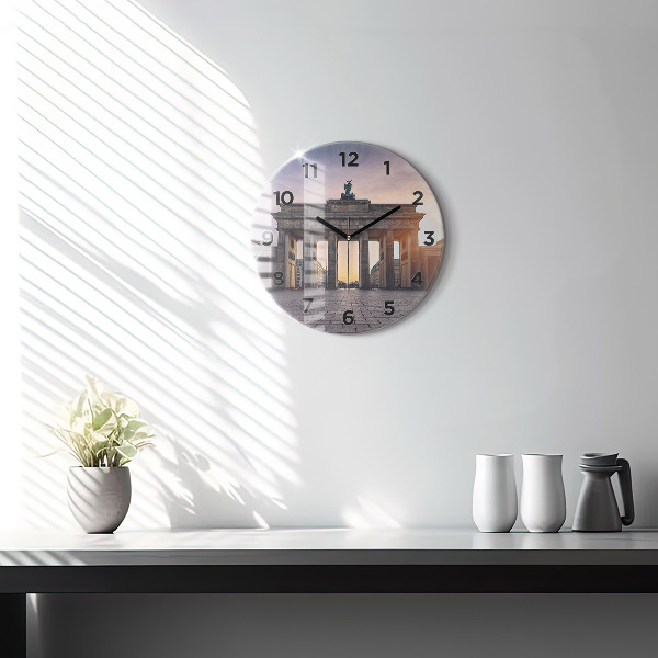 Round glass wall clock Brandenburg Gate