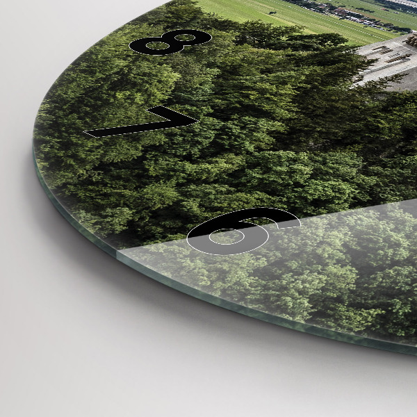 Round glass wall clock Neuschwanstein Castle