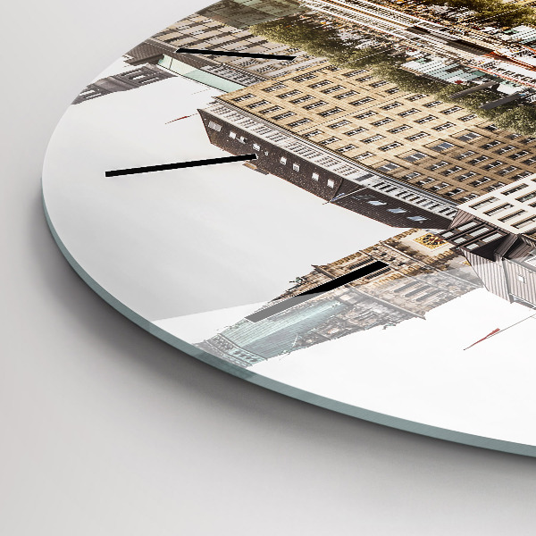 Round glass wall clock River Hamburg Germany