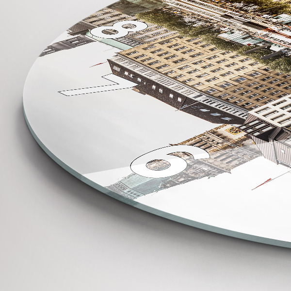 Round glass wall clock River Hamburg Germany