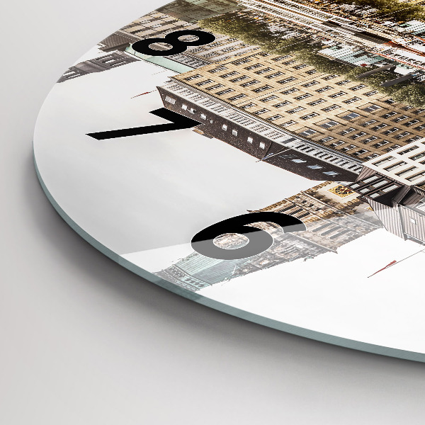 Round glass wall clock River Hamburg Germany