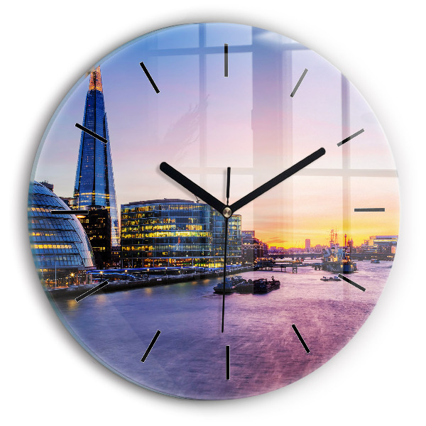 Round glass wall clock View of London