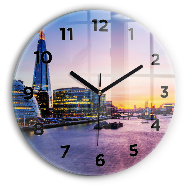 Round glass wall clock View of London