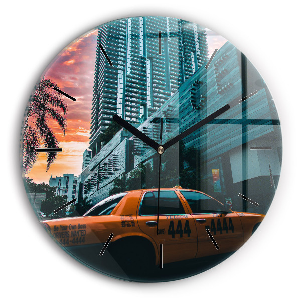 Round glass wall clock Miami, Florida
