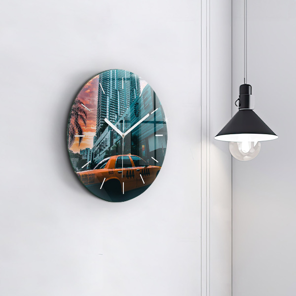 Round glass wall clock Miami, Florida