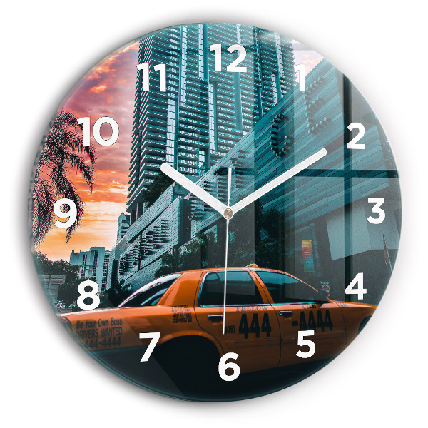 Round glass wall clock Miami, Florida
