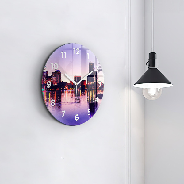 Round glass wall clock Orlando city skyline