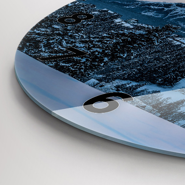 Round glass wall clock Mountain landscape
