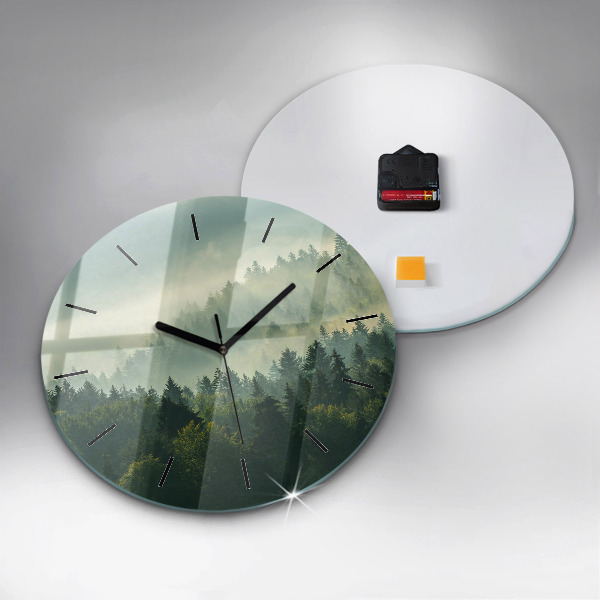 Round glass wall clock Sunrise Beskids