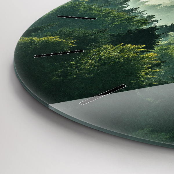 Round glass wall clock Sunrise Beskids
