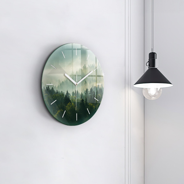 Round glass wall clock Sunrise Beskids