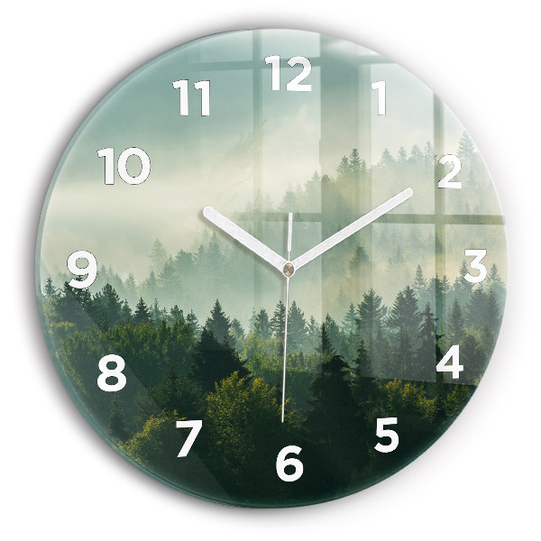 Round glass wall clock Sunrise Beskids