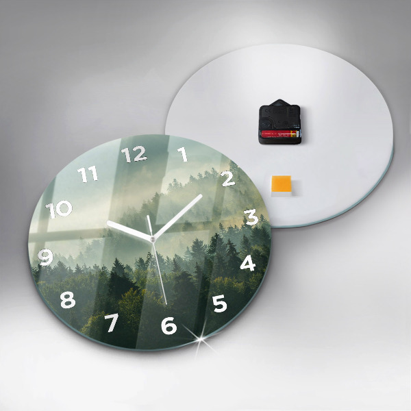 Round glass wall clock Sunrise Beskids
