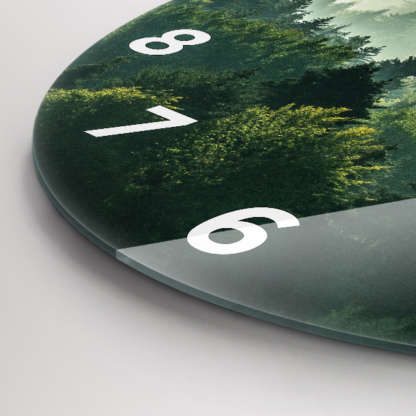 Round glass wall clock Sunrise Beskids