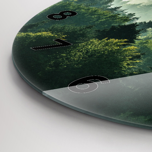 Round glass wall clock Sunrise Beskids