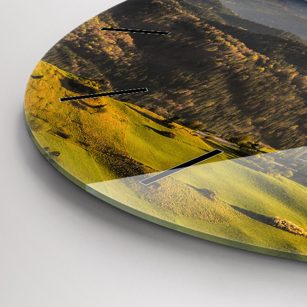Round glass wall clock Mountains - Pieniny Wysoki Wierch
