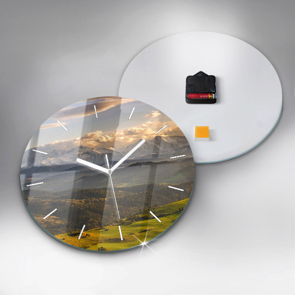 Round glass wall clock Mountains - Pieniny Wysoki Wierch