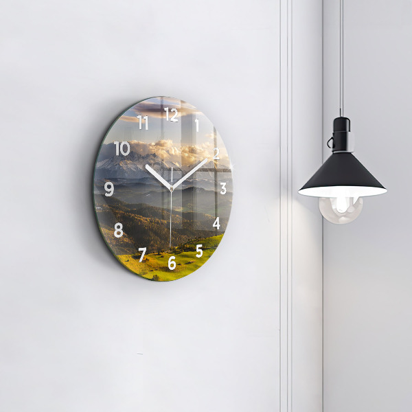 Round glass wall clock Mountains - Pieniny Wysoki Wierch