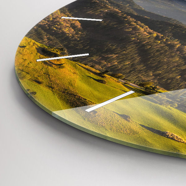 Round glass wall clock Mountains - Pieniny Wysoki Wierch