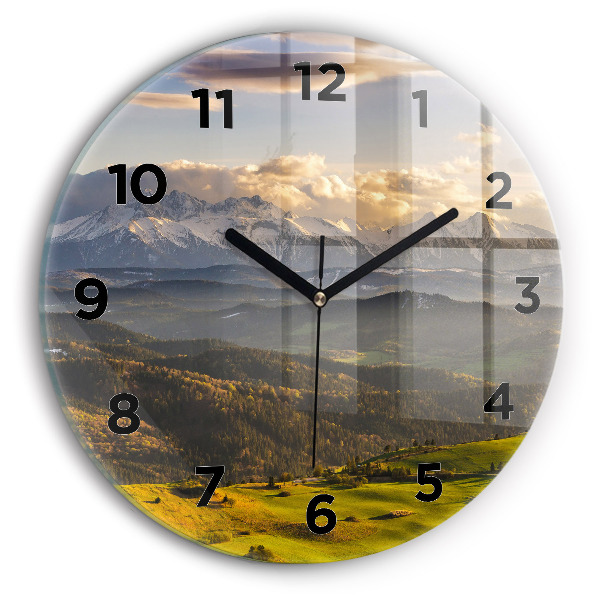 Round glass wall clock Mountains - Pieniny Wysoki Wierch