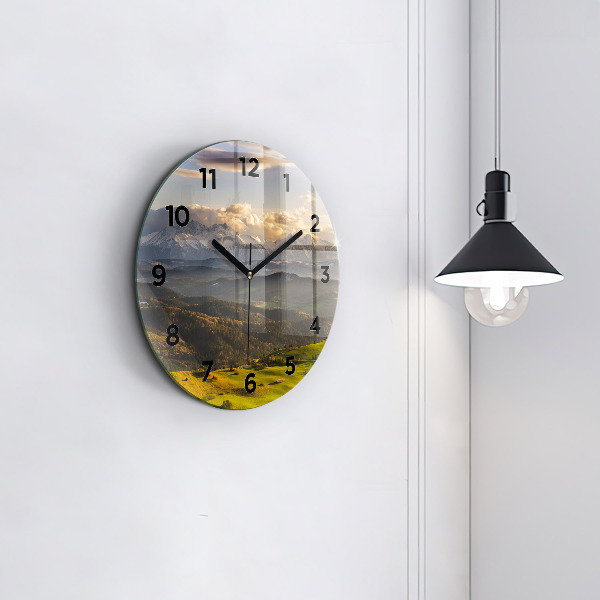 Round glass wall clock Mountains - Pieniny Wysoki Wierch