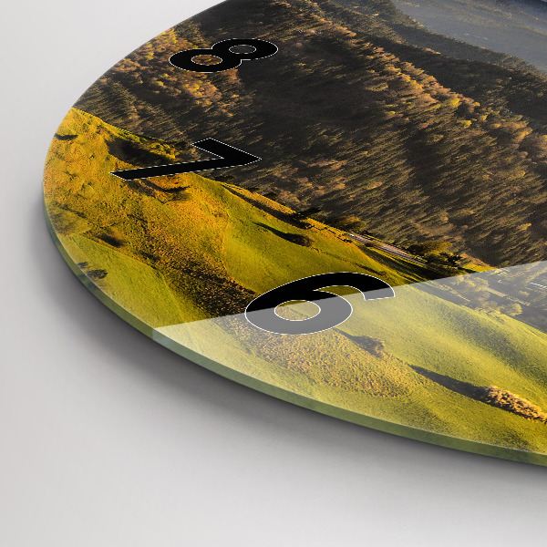 Round glass wall clock Mountains - Pieniny Wysoki Wierch