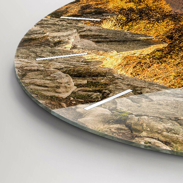 Round glass wall clock Bieszczady Mountains