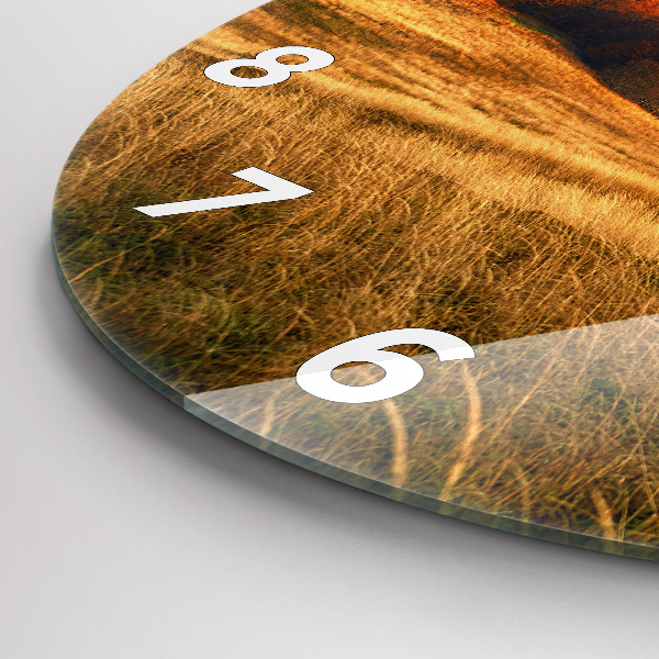 Round glass wall clock Mountain landscape