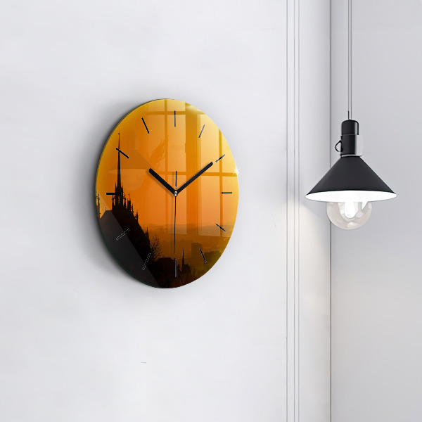 Round glass wall clock View of the Brno Cathedral