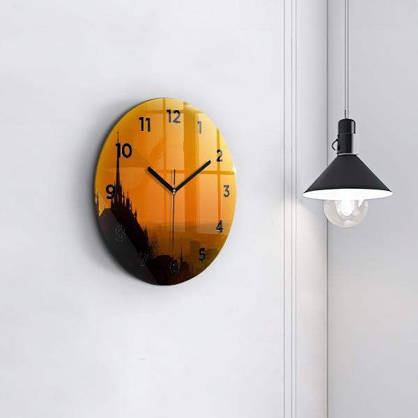 Round glass wall clock View of the Brno Cathedral