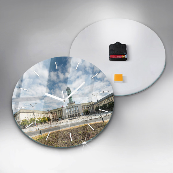 Round glass wall clock Panorama of the city of Ostrava