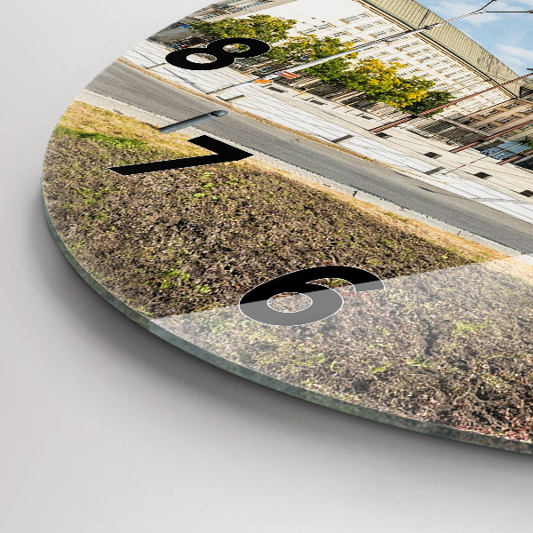 Round glass wall clock Panorama of the city of Ostrava
