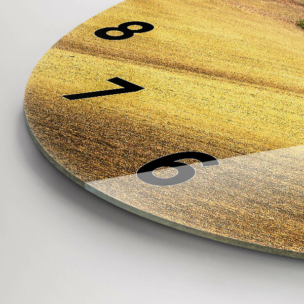 Round glass wall clock Moravia Rural Landscape