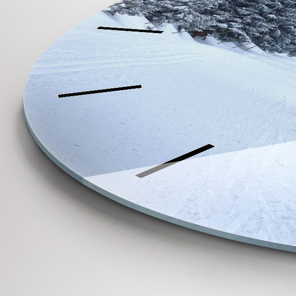 Round glass wall clock Czech Giant Mountains in winter