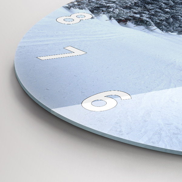 Round glass wall clock Czech Giant Mountains in winter