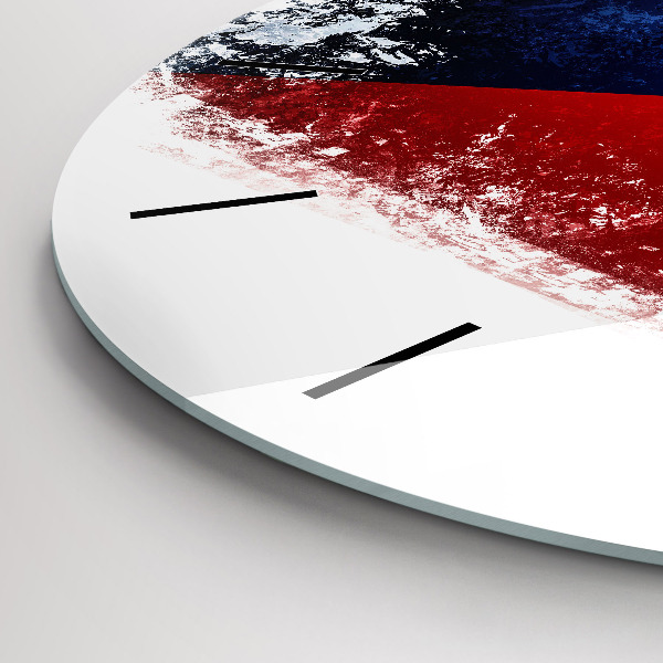 Round glass wall clock Czech flag