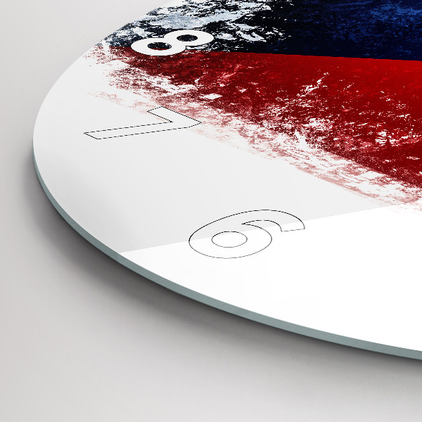 Round glass wall clock Czech flag