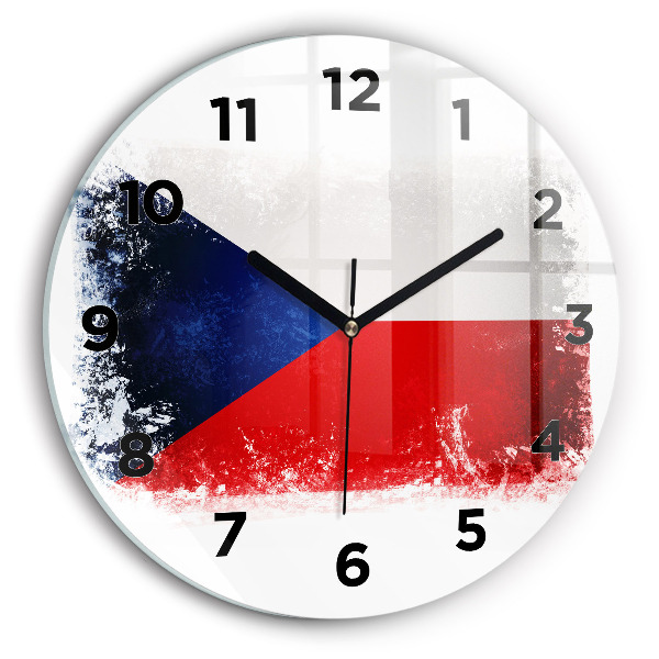 Round glass wall clock Czech flag