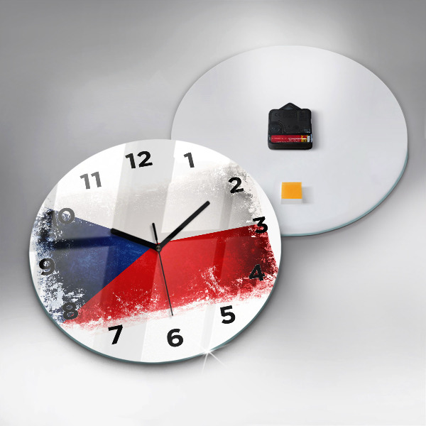 Round glass wall clock Czech flag