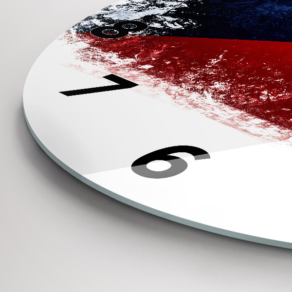 Round glass wall clock Czech flag