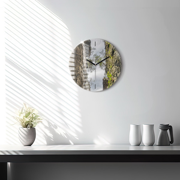 Round glass wall clock Rock city in the Czech Republic