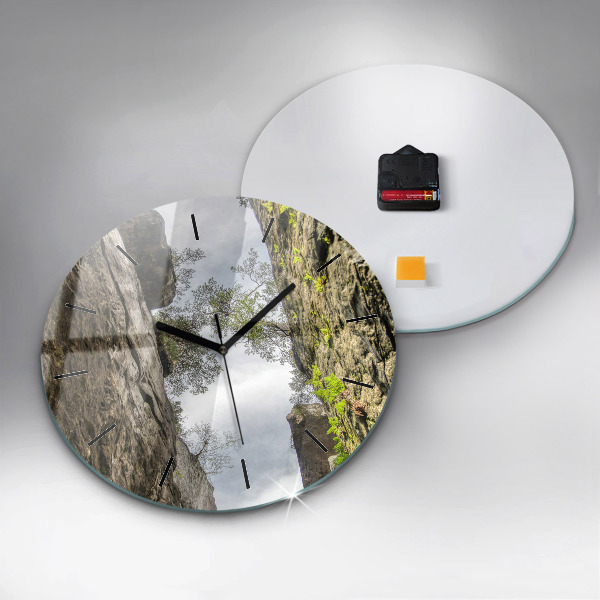 Round glass wall clock Rock city in the Czech Republic