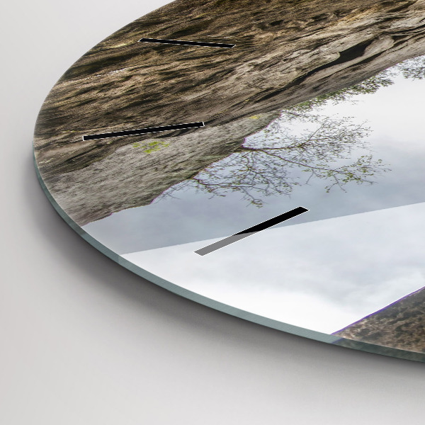 Round glass wall clock Rock city in the Czech Republic