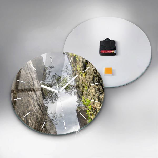 Round glass wall clock Rock city in the Czech Republic