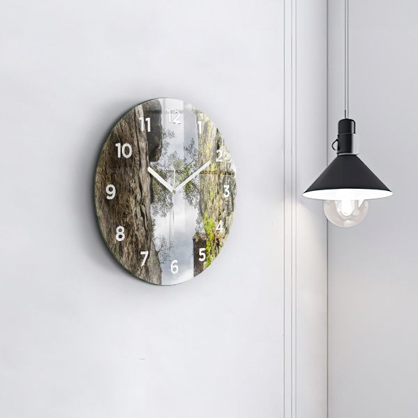 Round glass wall clock Rock city in the Czech Republic