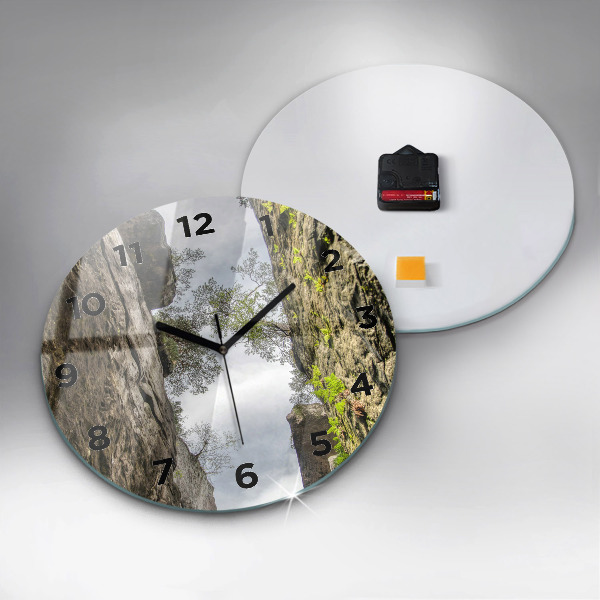 Round glass wall clock Rock city in the Czech Republic