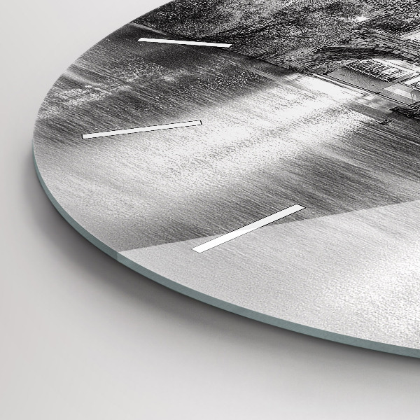 Round glass wall clock Charles Bridge in Prague