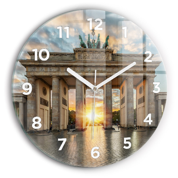 Round glass wall clock Brandenburg Gate