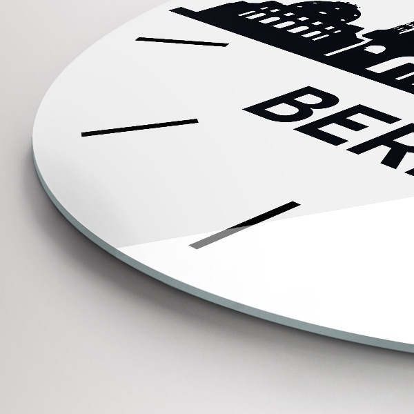 Round glass wall clock Berlin city illustration