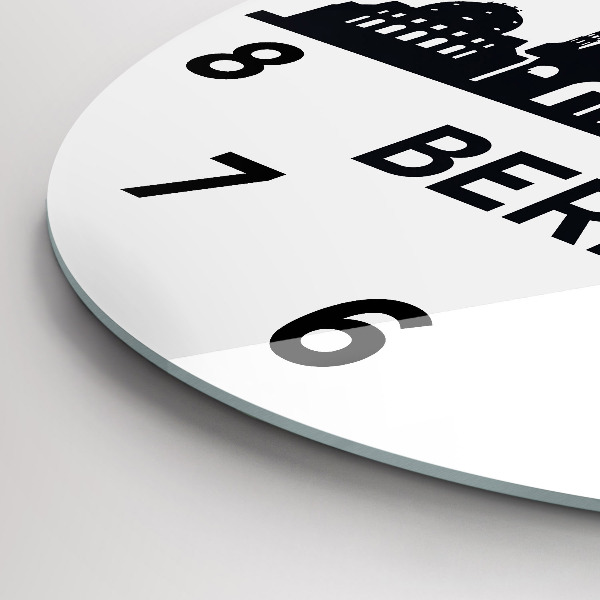 Round glass wall clock Berlin city illustration